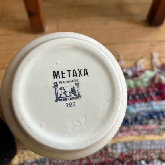 Rare Metaxa Red and Blue Ceramic Art Vase with Floral Motifs 10" - Picture 4 of 15